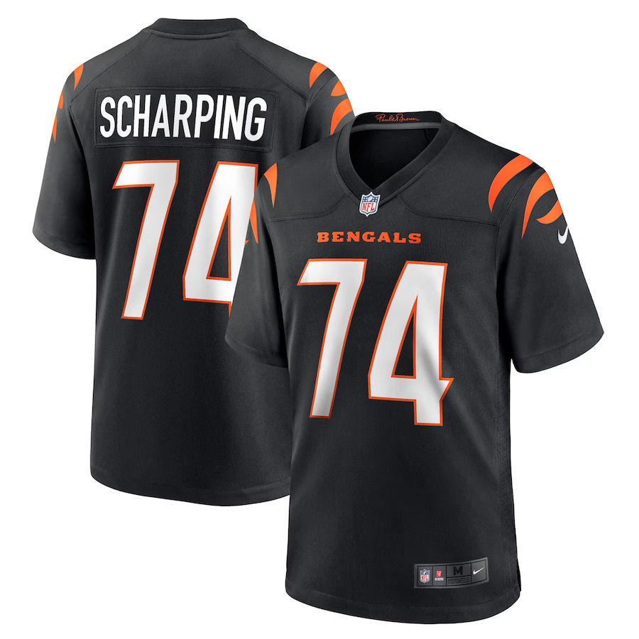 Men Cincinnati Bengals #74 Max Scharping Nike Black Game Player NFL Jersey